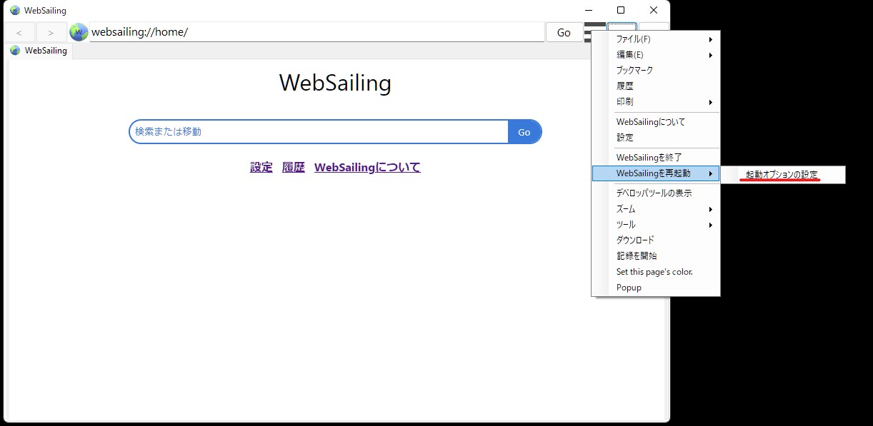 起動オプションの設定